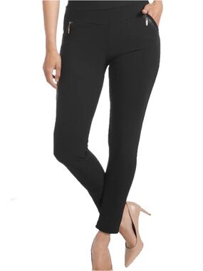 Black Slim Straight Zip Pocket Pants